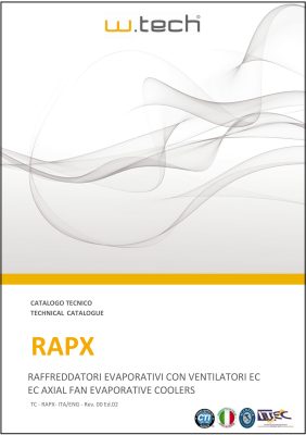 Catalogo e dati tecnici Raffreddatori Evaporativi con Elettroventilatori Assiali Prementi serie RAPX